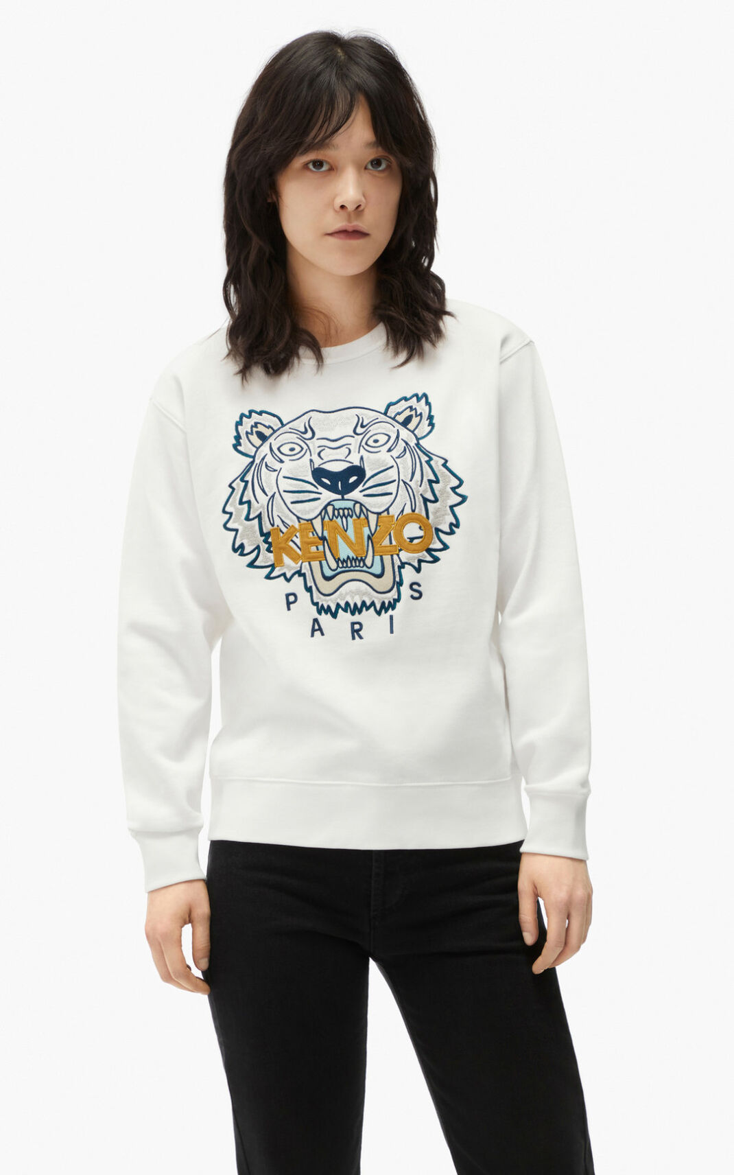 Kenzo Tiger φούτερ γυναικεια ασπρα | GR371091